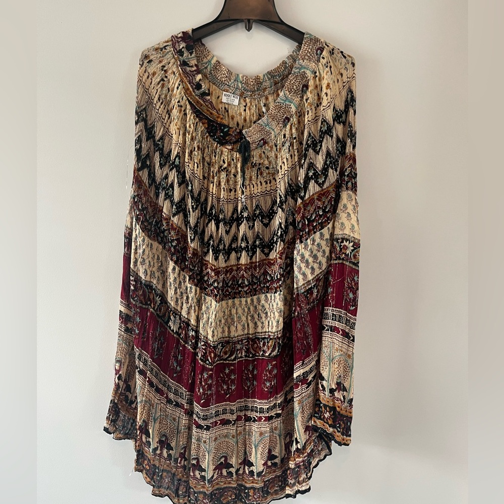 Wonder Wear Women Bohemian Maxi Skirt in Red and Cream Free Size